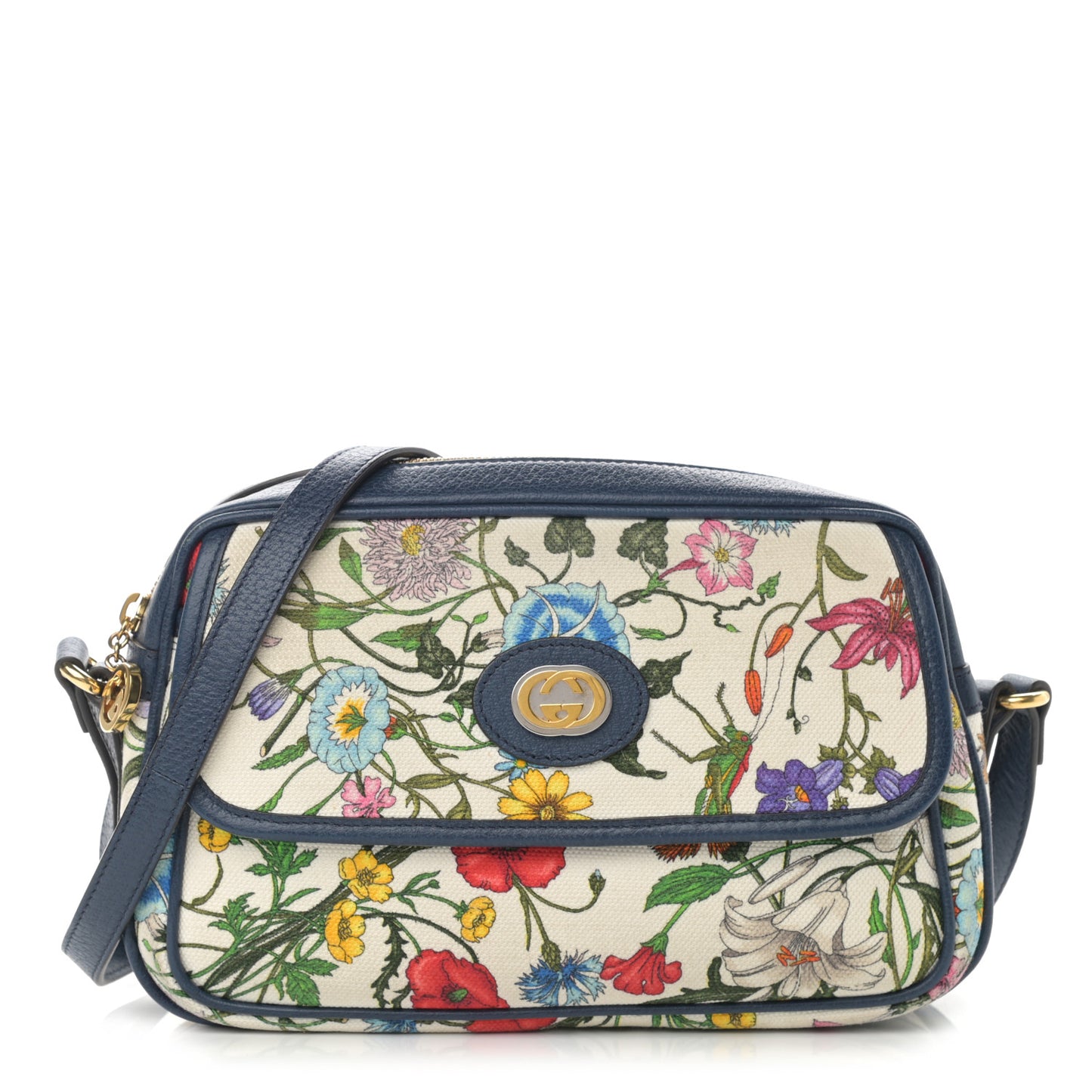 Canvas Flora Floral Shoulder Bag White Blue Agata Mulitcolor