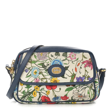 Gucci Canvas Flora Floral Shoulder Bag White Blue Agata Mulitcolor 1 of 13