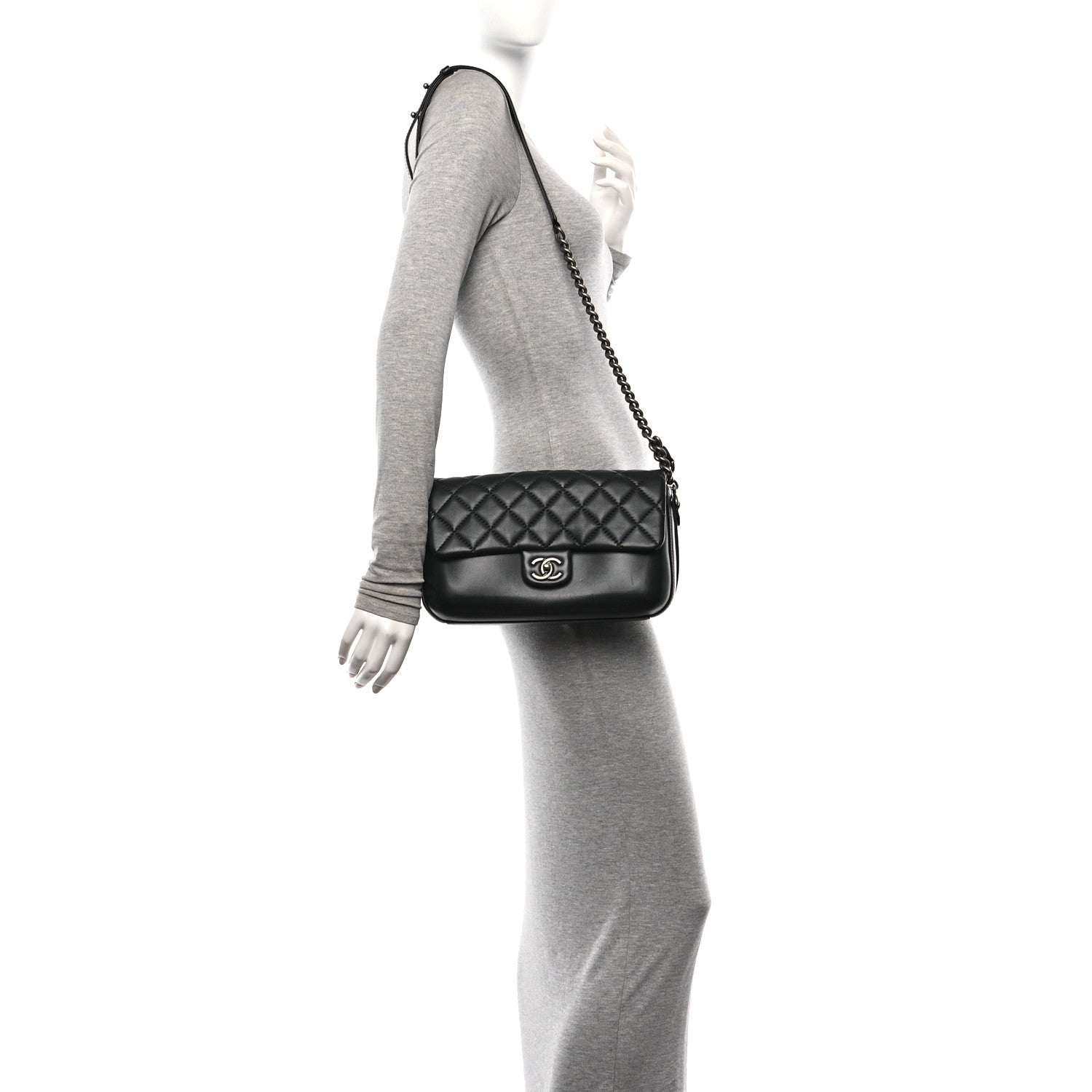 Chanel Calfskin Quilted Large Rock My Shoulder Flap Black 2 of 10