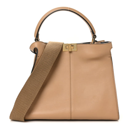Fendi Vitello Seta Nabuk Pequin Medium Peekaboo X-Lite Cuoio Tabacco Moro 1 of 9