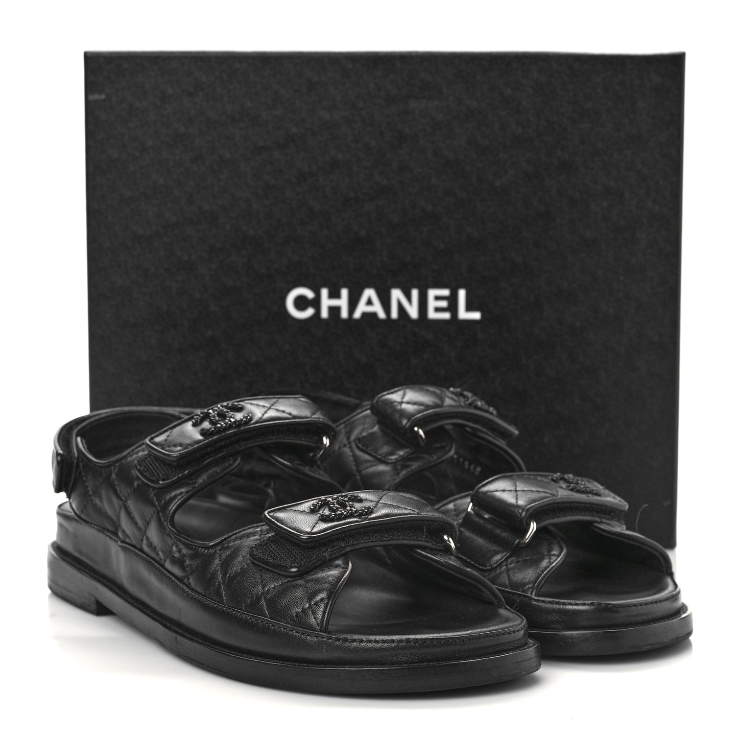 Lambskin Velcro Dad Sandals 40.5 Black