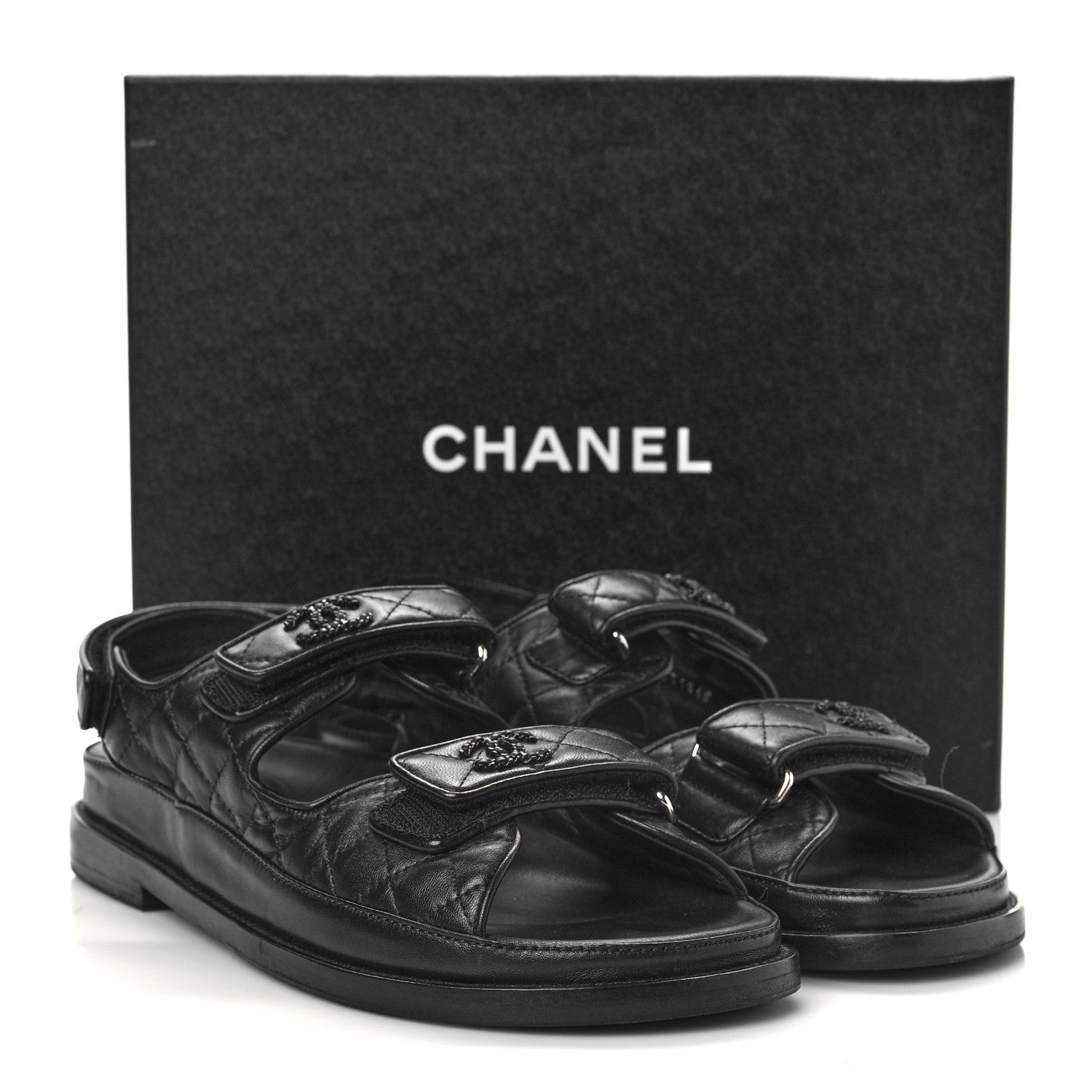 Chanel Lambskin Velcro Dad Sandals 40.5 Black 9 of 9
