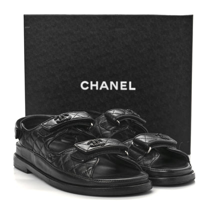 Chanel Lambskin Velcro Dad Sandals 40.5 Black 9 of 9