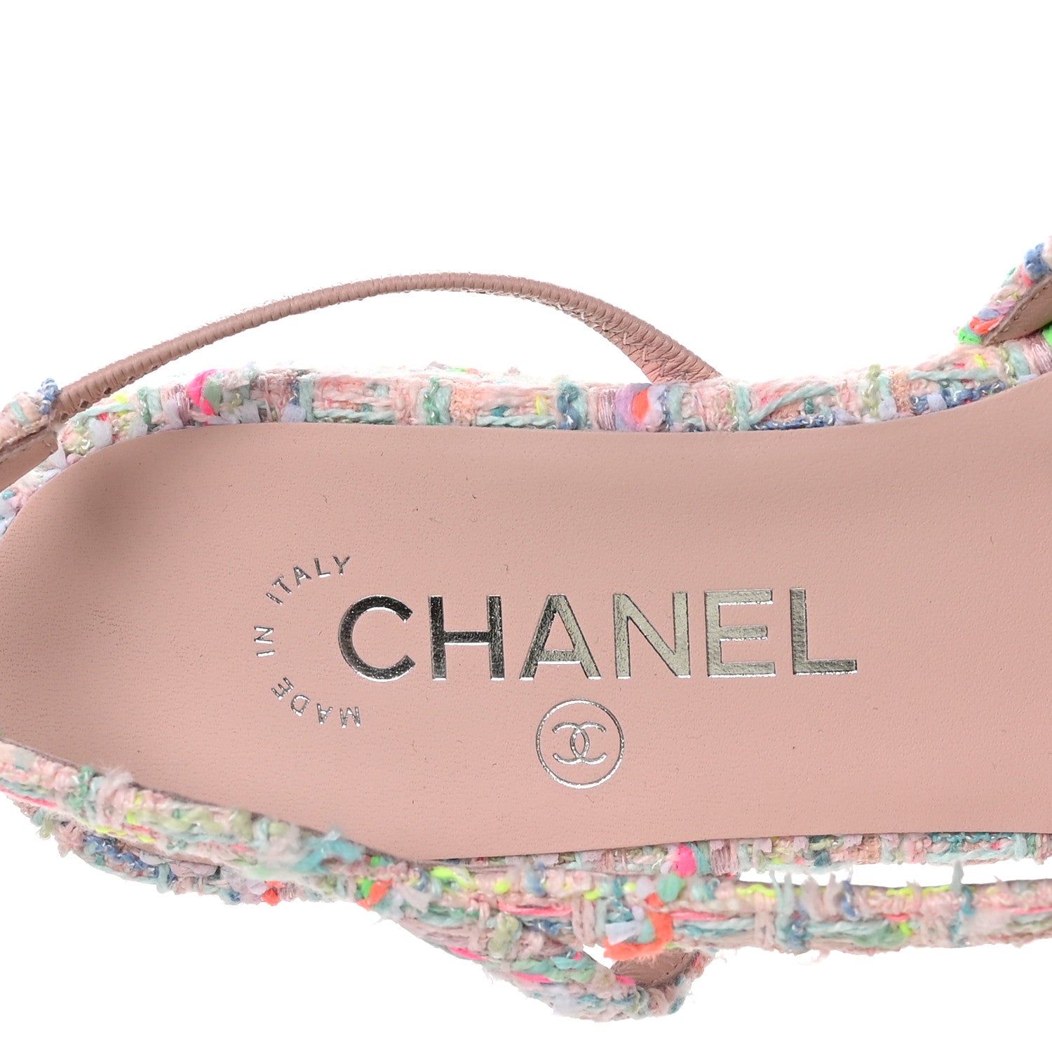 Chanel Tweed Patent Cap Toe Slingback Flats 38.5 Multicolor White 7 of 9