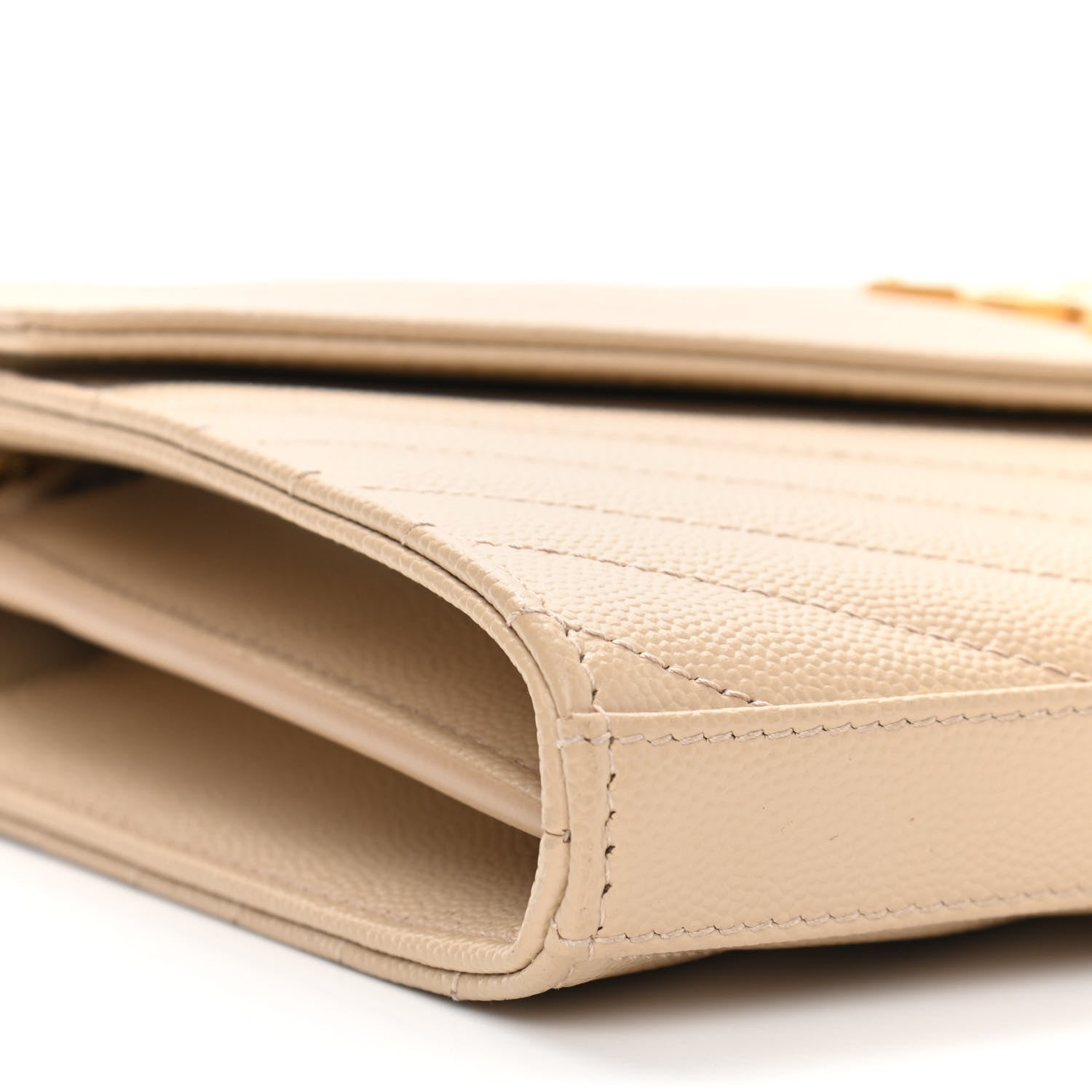 Saint Laurent Grain De Poudre Matelasse Chevron Monogram Chain Wallet Nude Powder 8 of 10