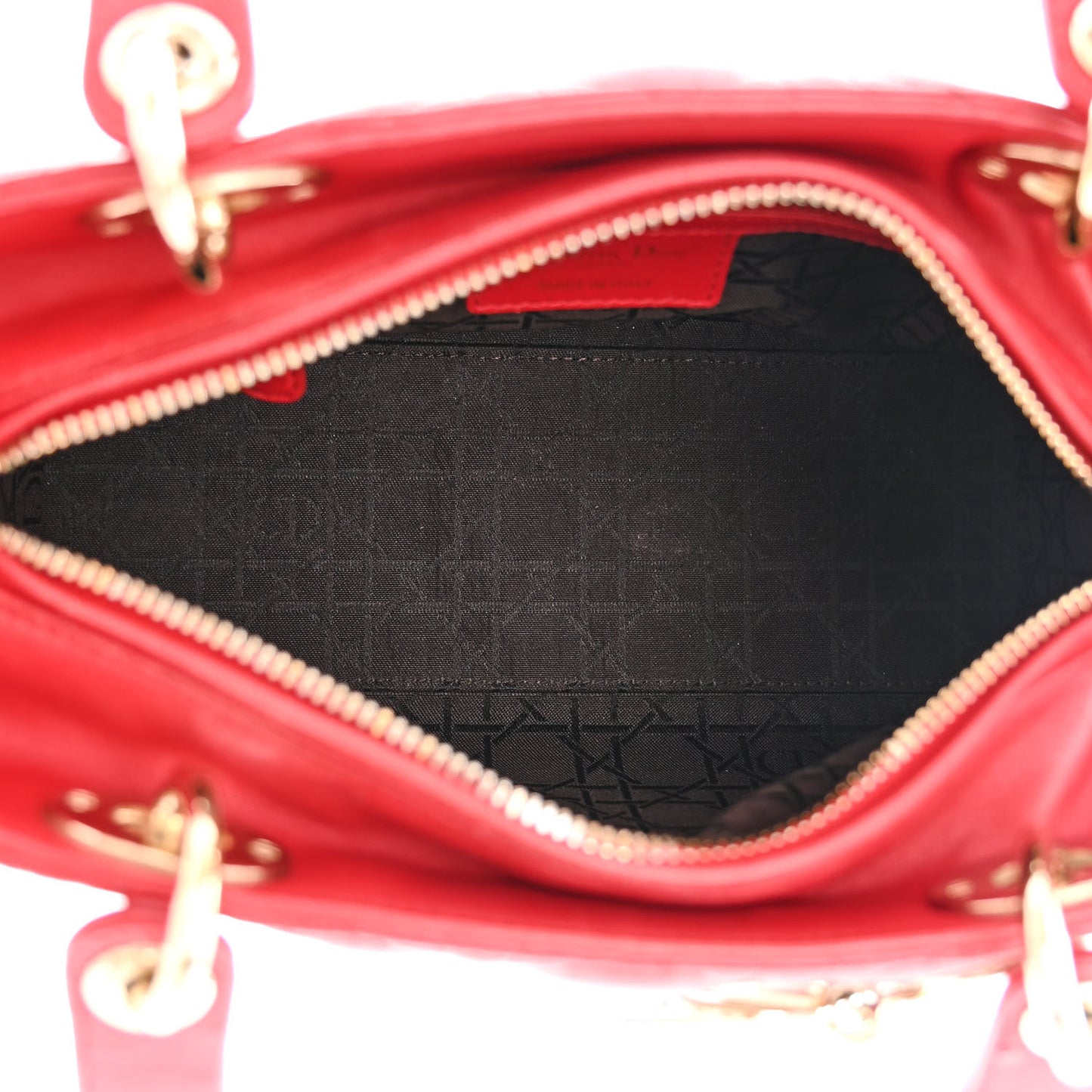 Lambskin Cannage Medium Lady Dior Red