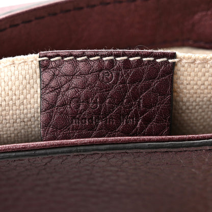 Gucci Metallic Pebbled Calfskin Small Soho Flap Crossbody Burgundy 6 of 10