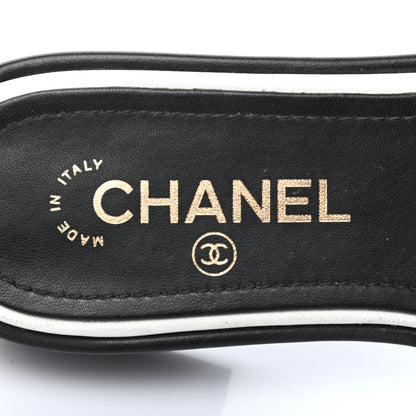 Chanel Lambskin Embroidered CC Mule Sandal 36 Black White 7 of 8