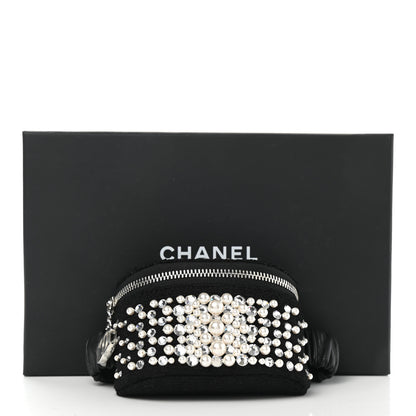 Chanel Tweed Pearl Lambskin Quilted Arm Coin Purse Black 8 of 8