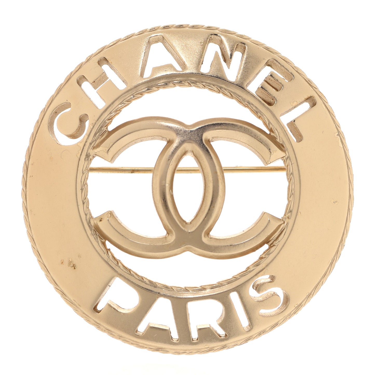 Metal CC Paris Brooch Gold
