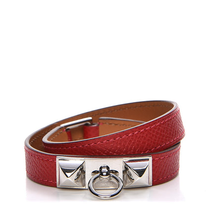 Hermes Epsom Rivale Double Tour Bracelet M Rouge Casaque 1 of 7