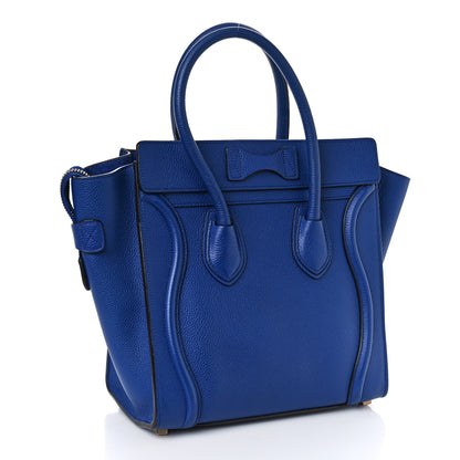 Celine Drummed Calfskin Micro Luggage Indigo 3 of 8