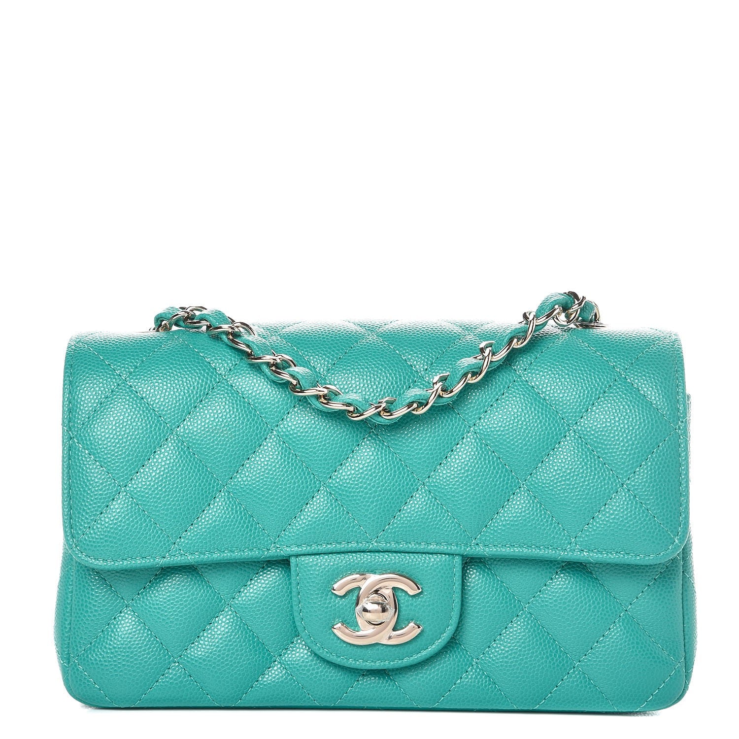 Chanel Caviar Quilted Mini Rectangular Flap Turquoise 1 of 8