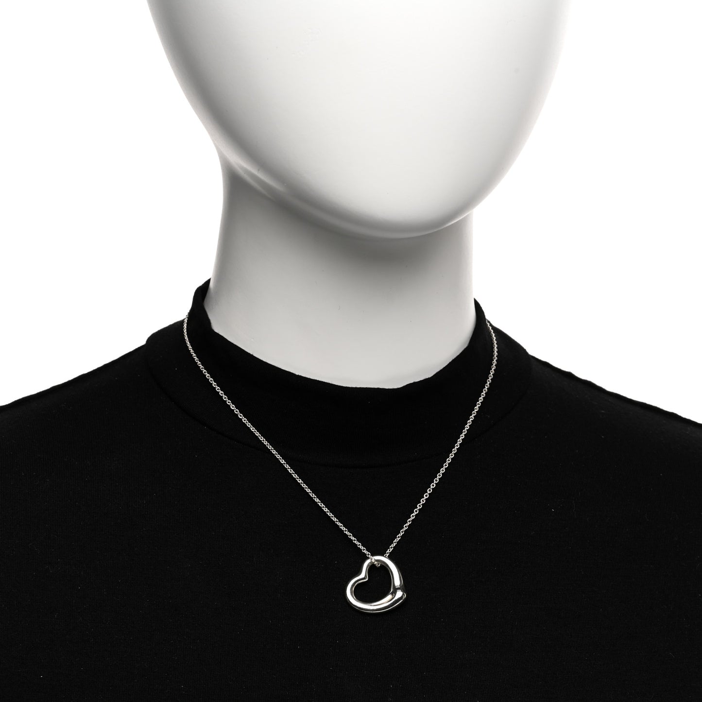 Sterling Silver 22mm Elsa Peretti Open Heart Pendant Necklace