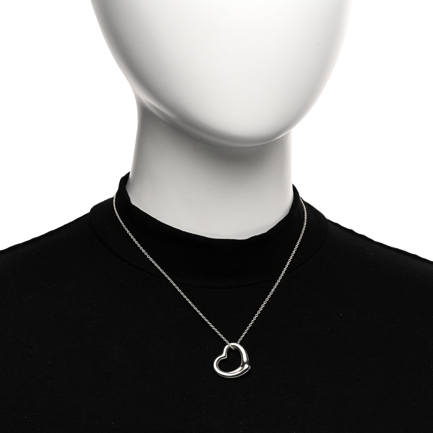 Tiffany Sterling Silver 22mm Elsa Peretti Open Heart Pendant Necklace 2 of 4