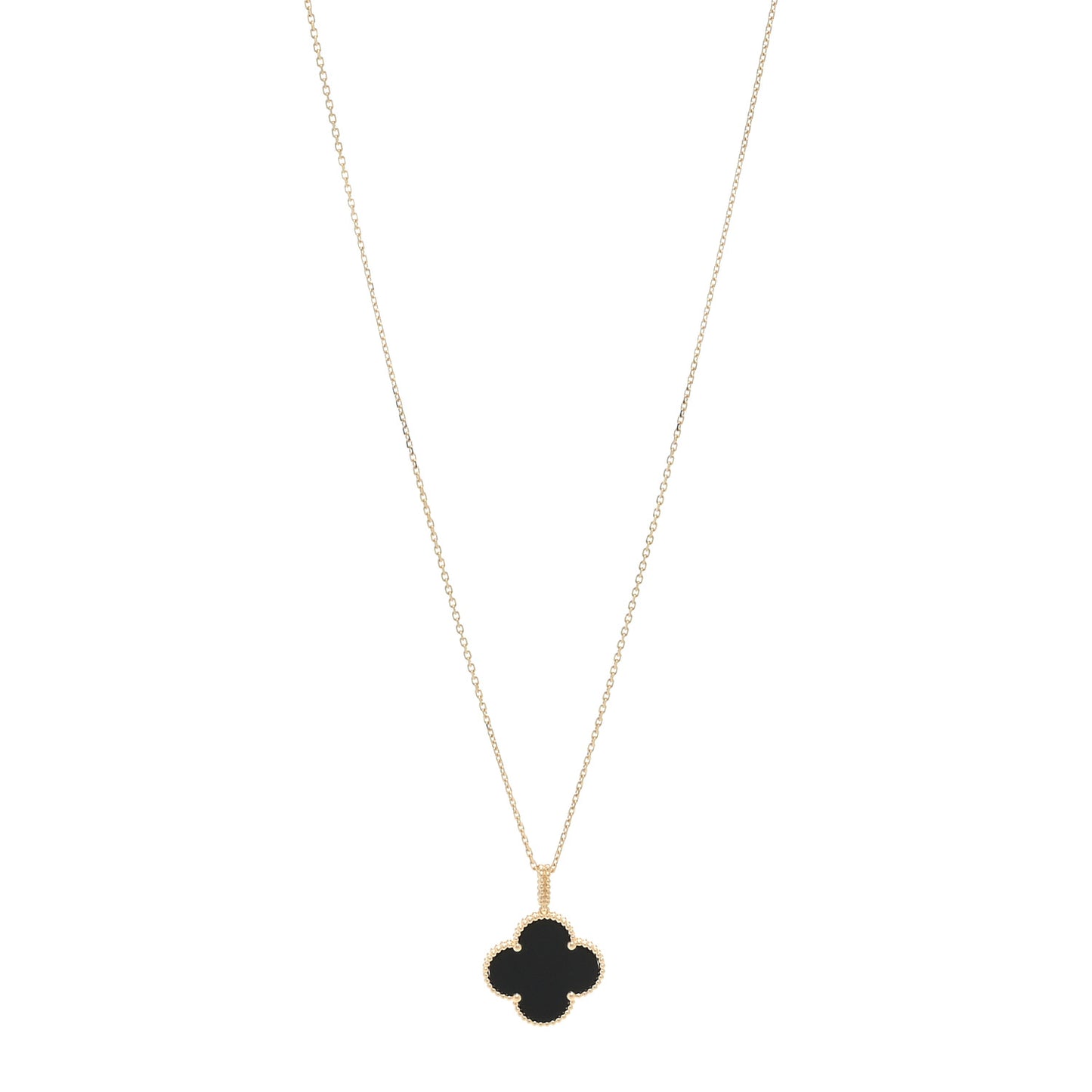 18K Yellow Gold Black Onyx Magic Alhambra Pendant Necklace