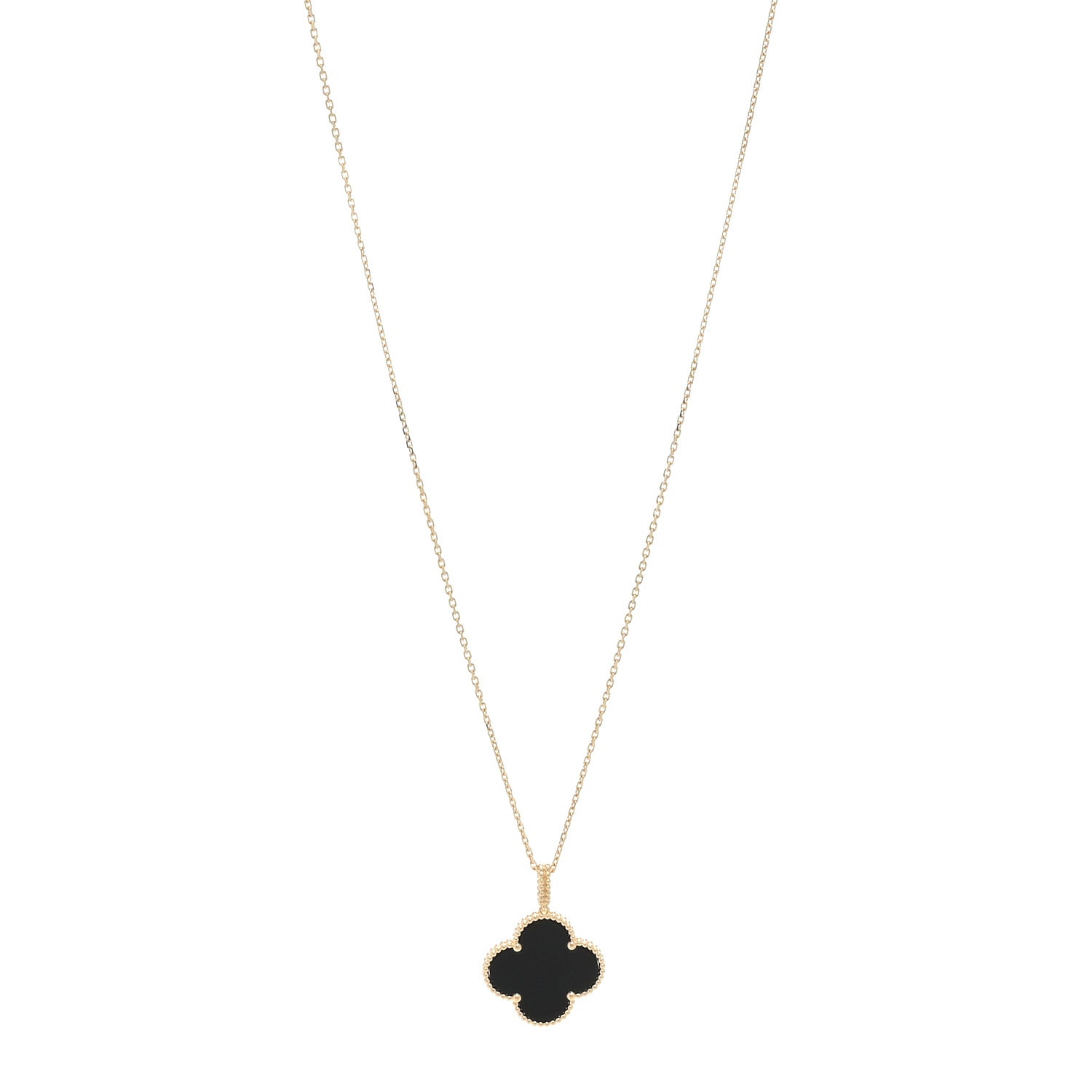 Van Cleef & Arpels 18K Yellow Gold Black Onyx Magic Alhambra Pendant Necklace 1 of 3