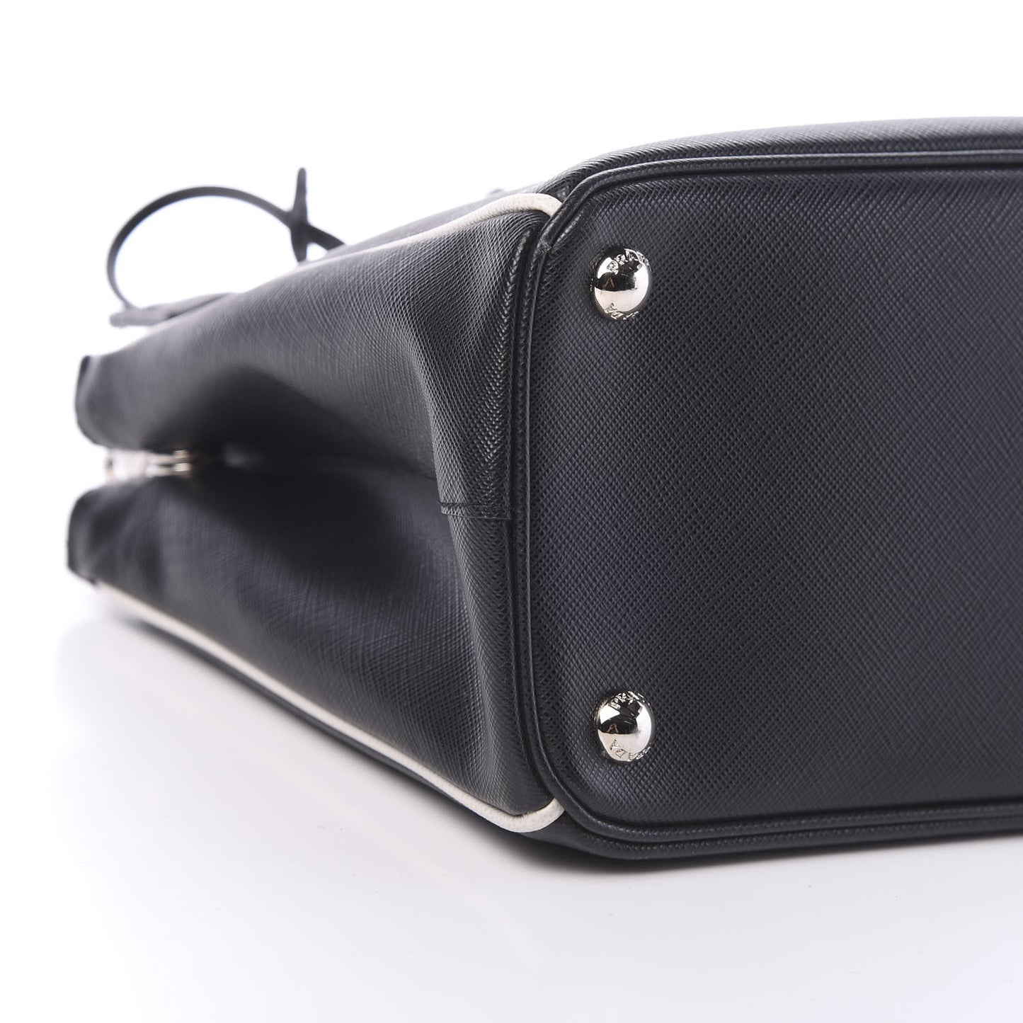 Saffiano Small Galleria Double Zip Tote Black Talco
