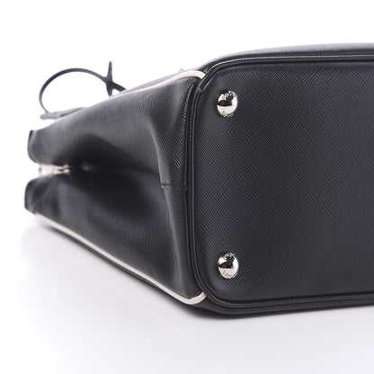 Prada Saffiano Small Galleria Double Zip Tote Black Talco 11 of 13