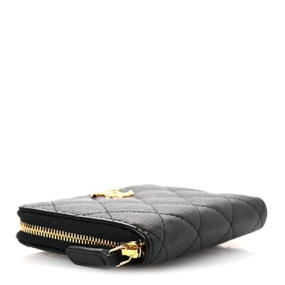 Chanel Caviar Quilted Zip Around Coin Purse Black 4 of 9
