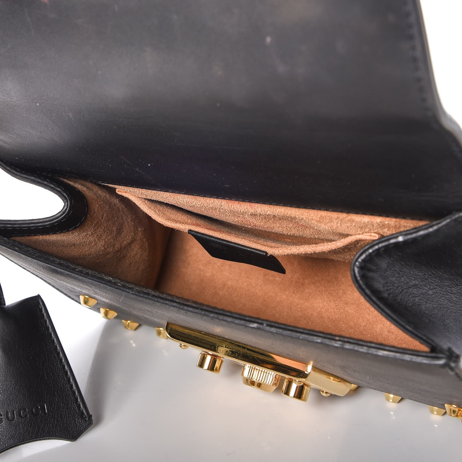 Gucci Calfskin Studded Small Padlock Shoulder Bag Black 5 of 8