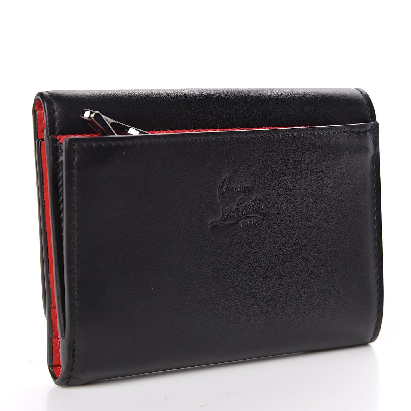 Calfskin Spiked Macaron Mini Spiked Wallet Black