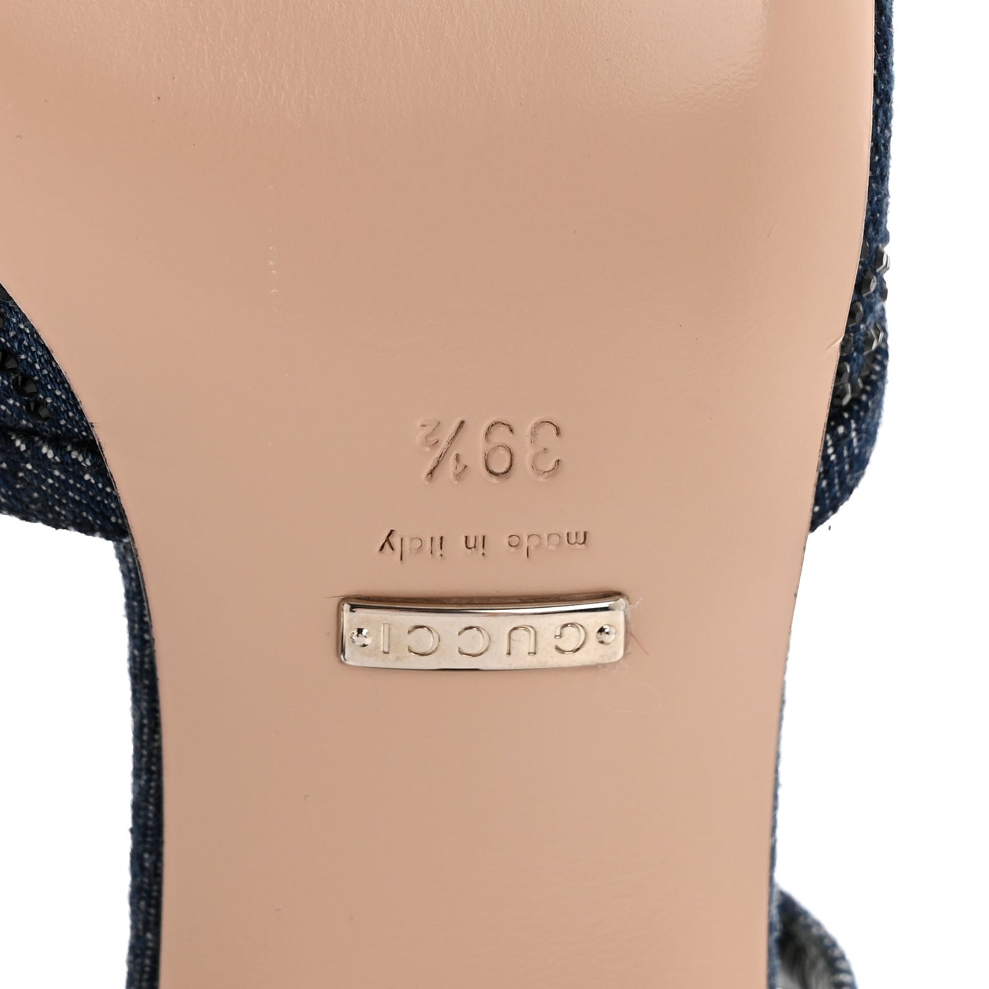 Denim GG Monogram Malaga Kid Crystal Square G 35mm Slingback Pumps 39.5 Blue