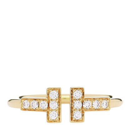 Tiffany 18K Yellow Gold Diamond T Wire Ring 50 5.5 1 of 4