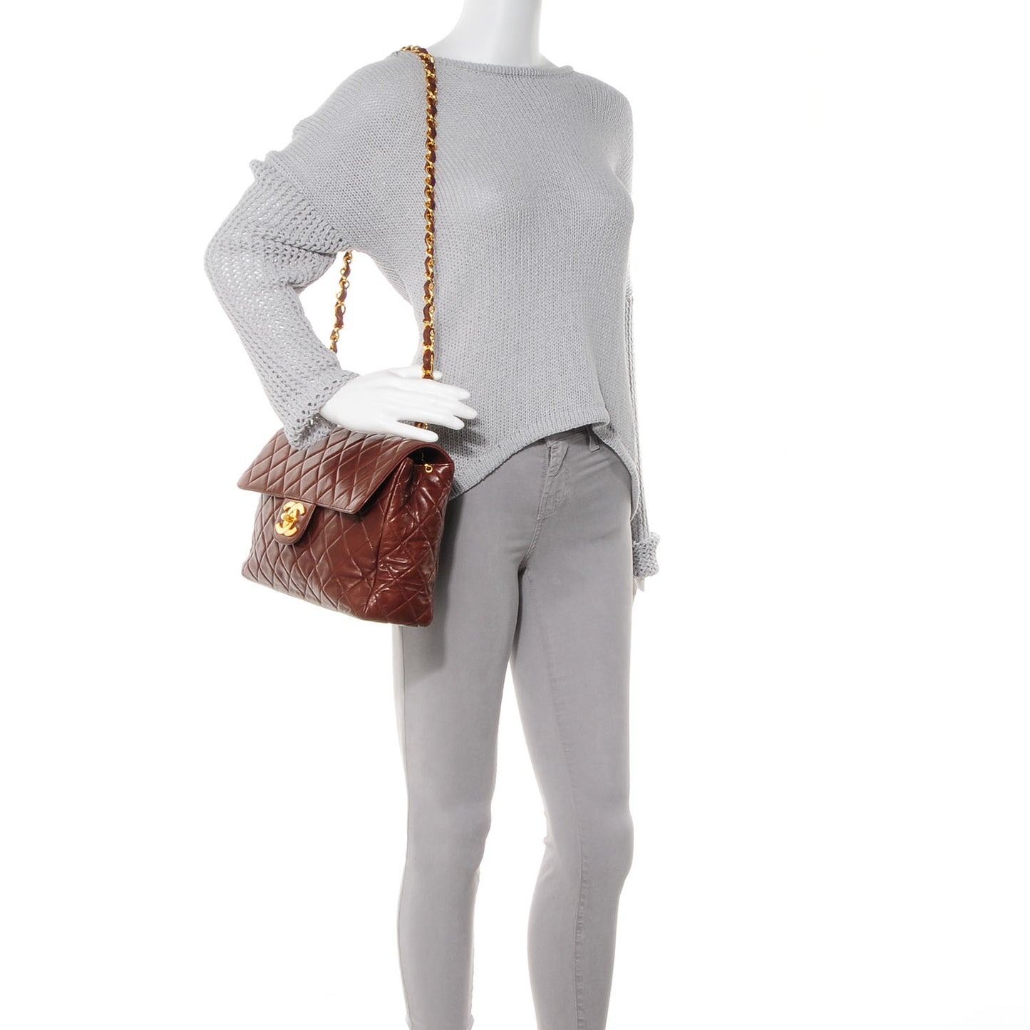 Lambskin Jumbo Flap Brown