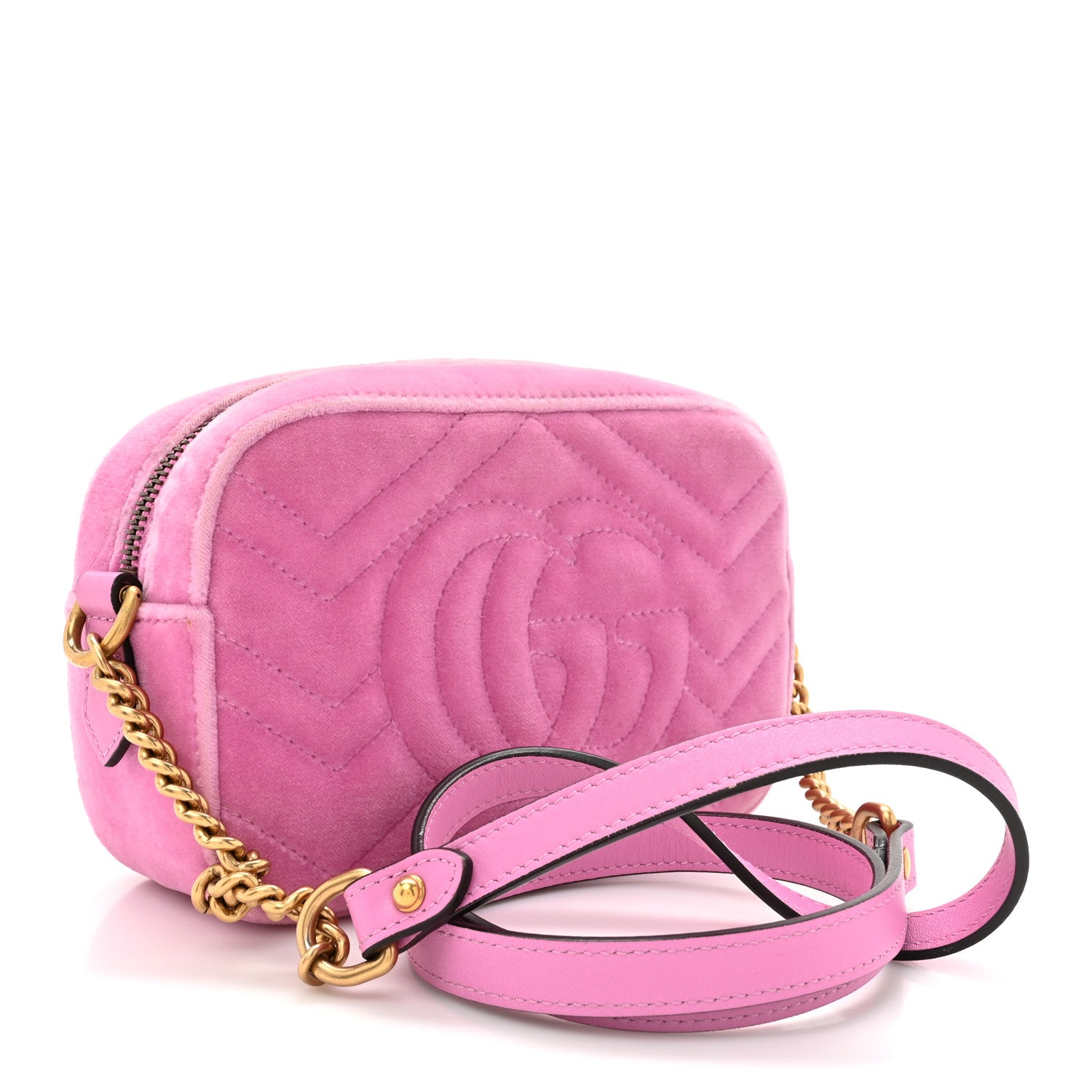 Gucci Velvet Matelasse Marquise Crystals Mini GG Marmont Chain Shoulder Bag Malva 3 of 10
