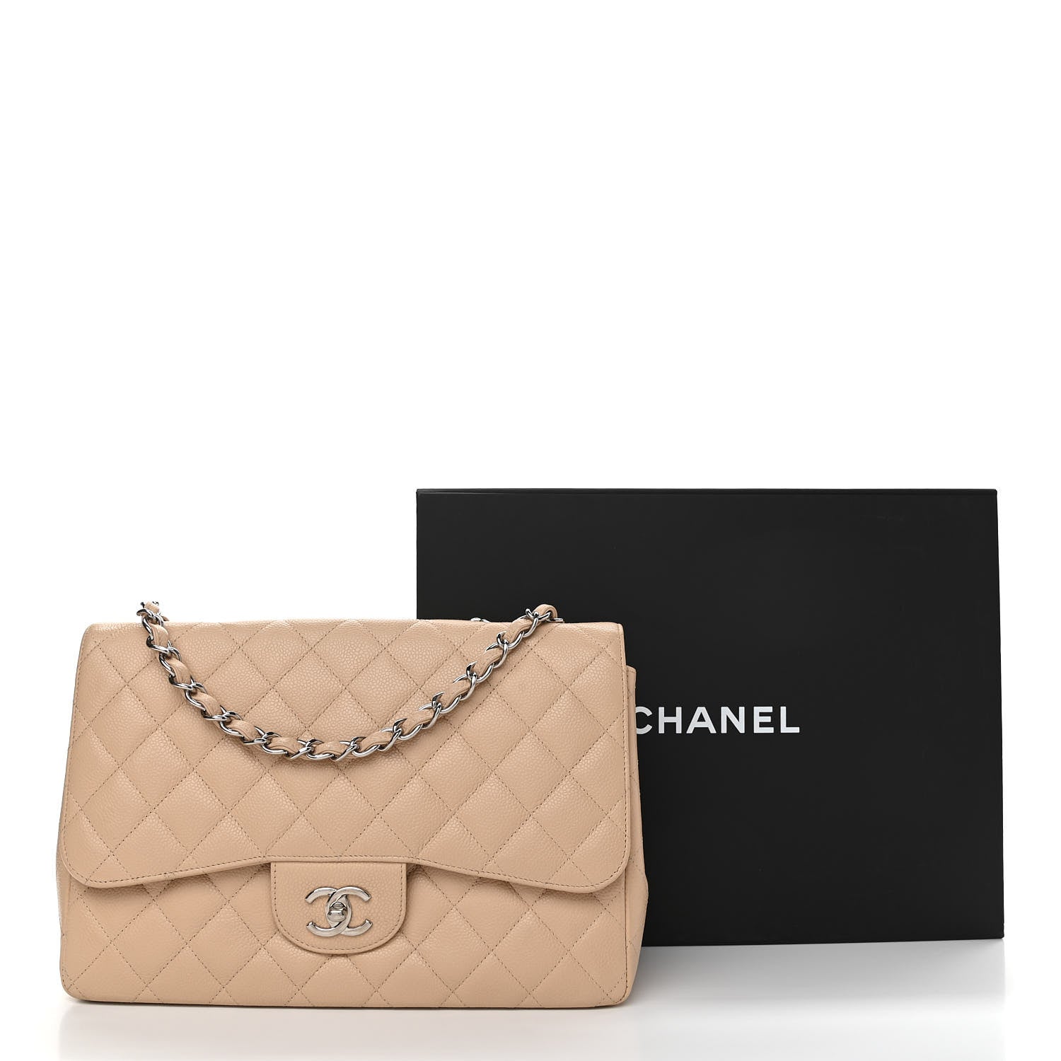 Chanel Caviar Quilted Jumbo Single Flap Beige Clair 10 of 10