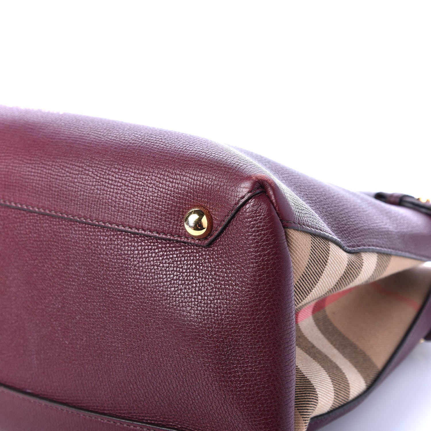 Burberry Grainy Calfskin House Check Medium Banner Tote Elderberry 6 of 11
