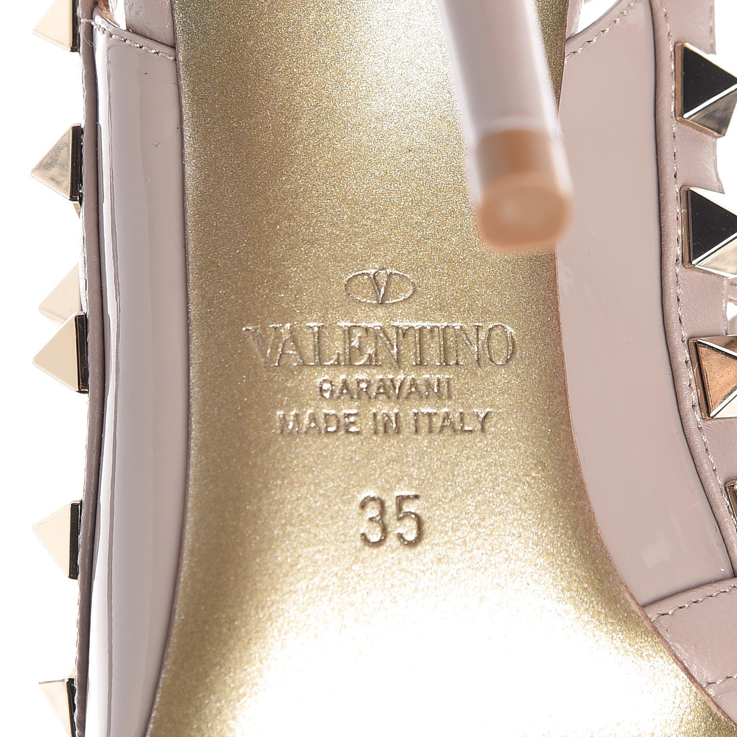 Valentino Garavani Patent Rockstud Ankle Strap Pumps 35 Poudre 7 of 8