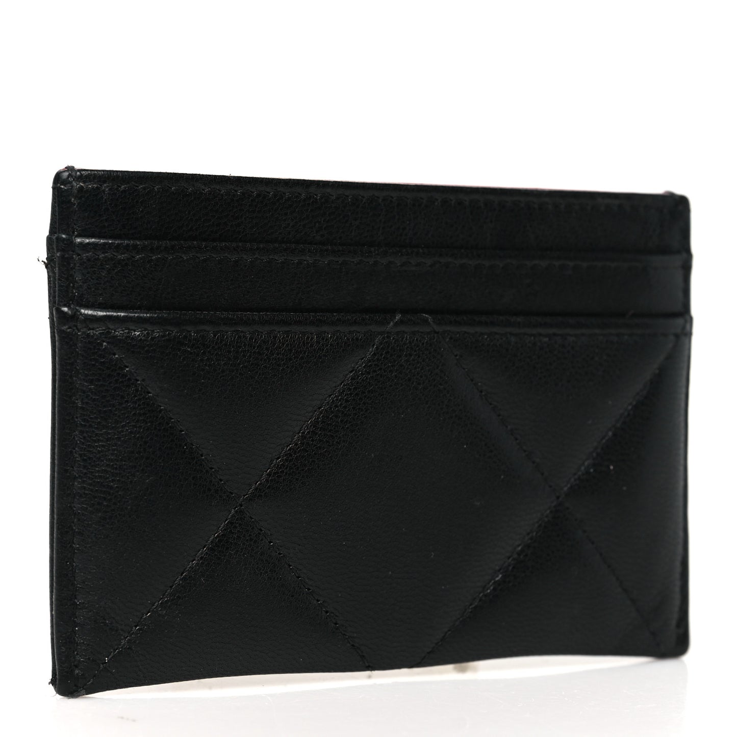 Lambskin Quilted Chanel 19 Card Holder Black