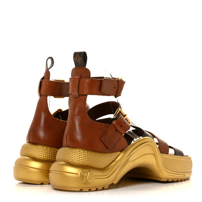 Louis Vuitton Calfskin Monogram LV Archlight Sandal 41 Gold 4 of 9