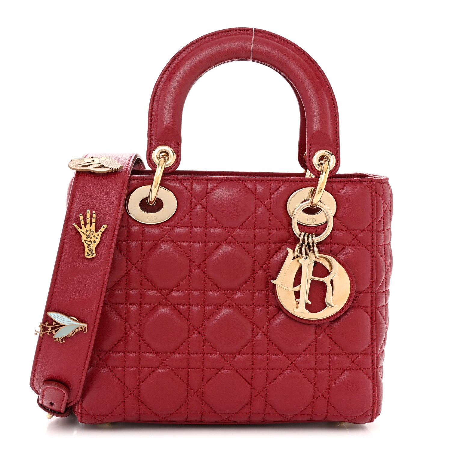 Christian Dior Lambskin Cannage Small Lucky Badges My Lady Dior Red 1 of 14