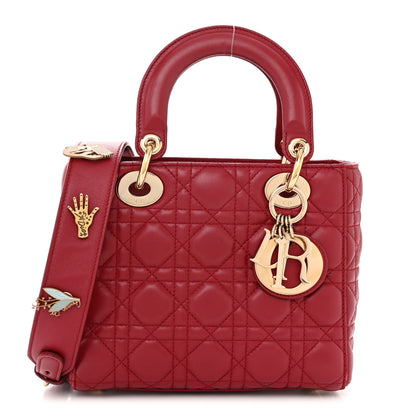 Christian Dior Lambskin Cannage Small Lucky Badges My Lady Dior Red 1 of 14