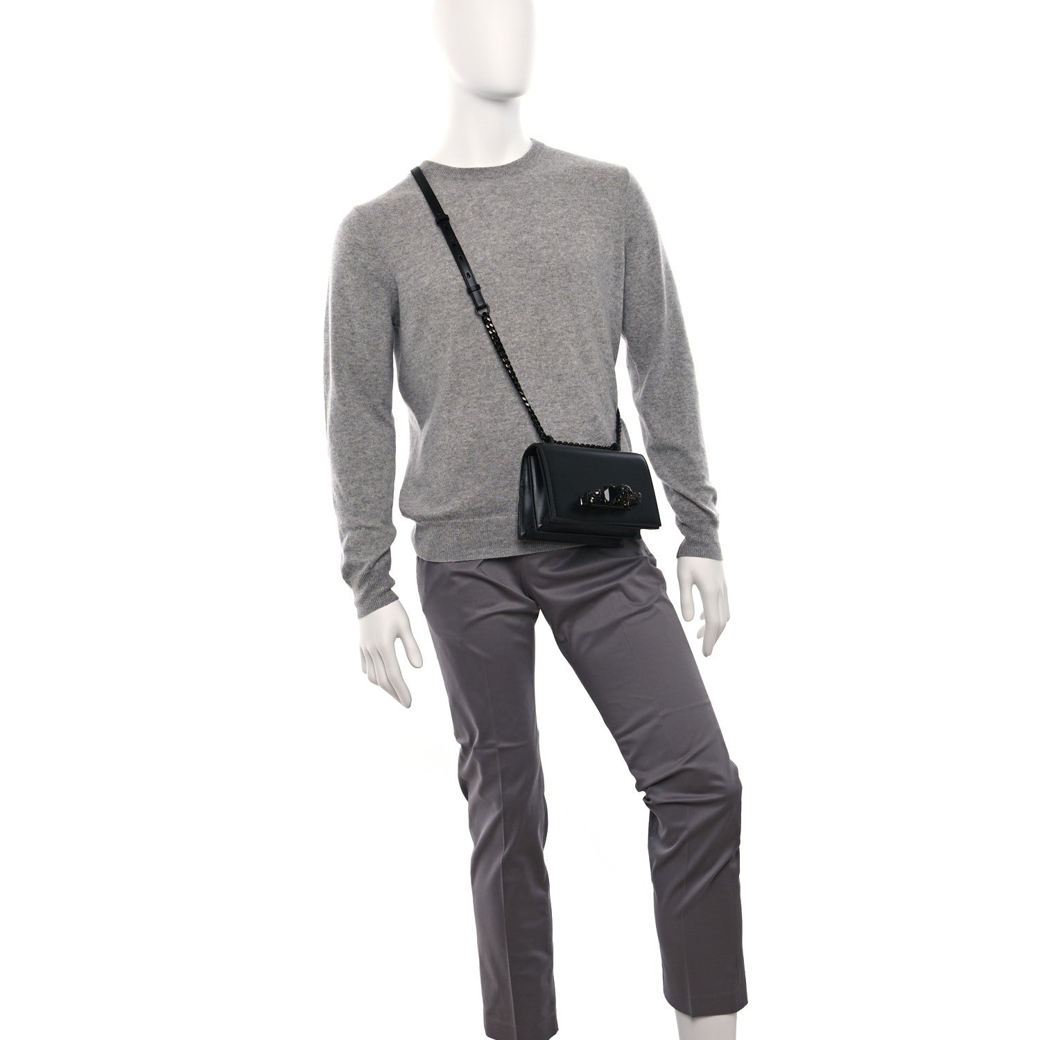Alexander McQueen Calfskin Knuckle Crossbody Black 2 of 9