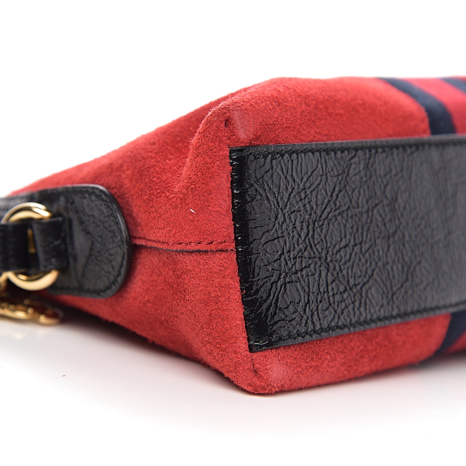 Gucci Suede Patent Web GG Small Ophidia Dome Shoulder Bag Hibiscus Red 9 of 10