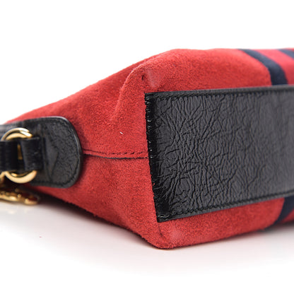 Gucci Suede Patent Web GG Small Ophidia Dome Shoulder Bag Hibiscus Red 9 of 10