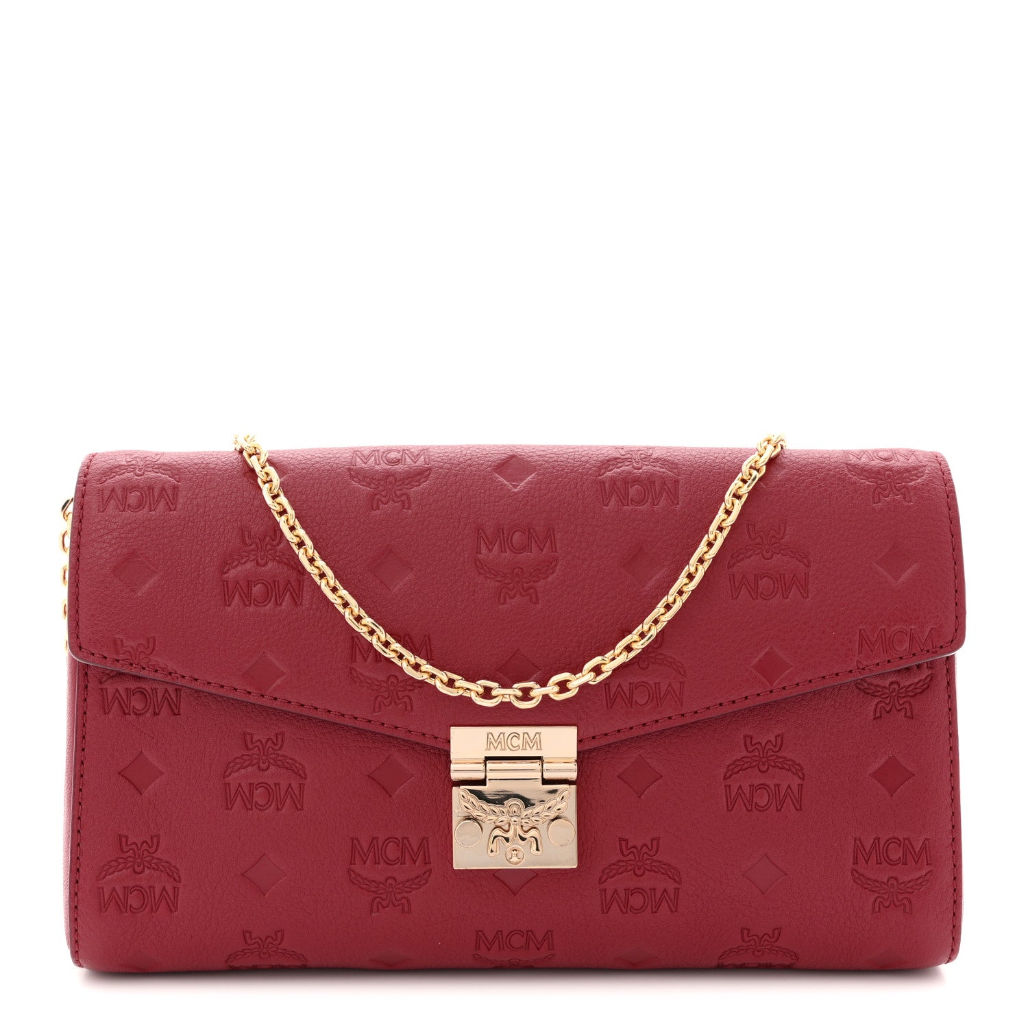 MCM Calfskin Ottomar Monogram Medium Millie Crossbody Bag Ruby Red 1 of 11