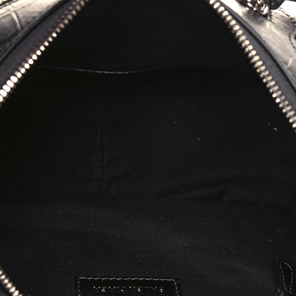Balenciaga Metallic Calfskin Crocodile Embossed Crystal Small Le Cagole Shoulder Bag Gunmetal 4 of 12