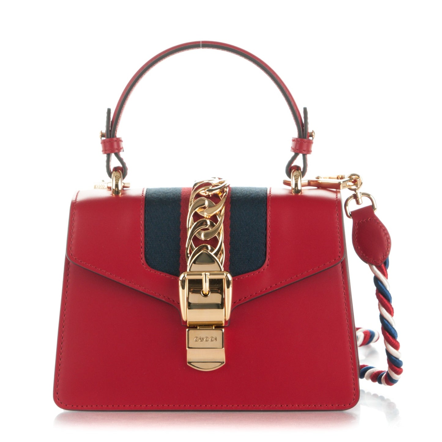 Calfskin Mini Sylvie Top Handle Bag Hibiscus Red