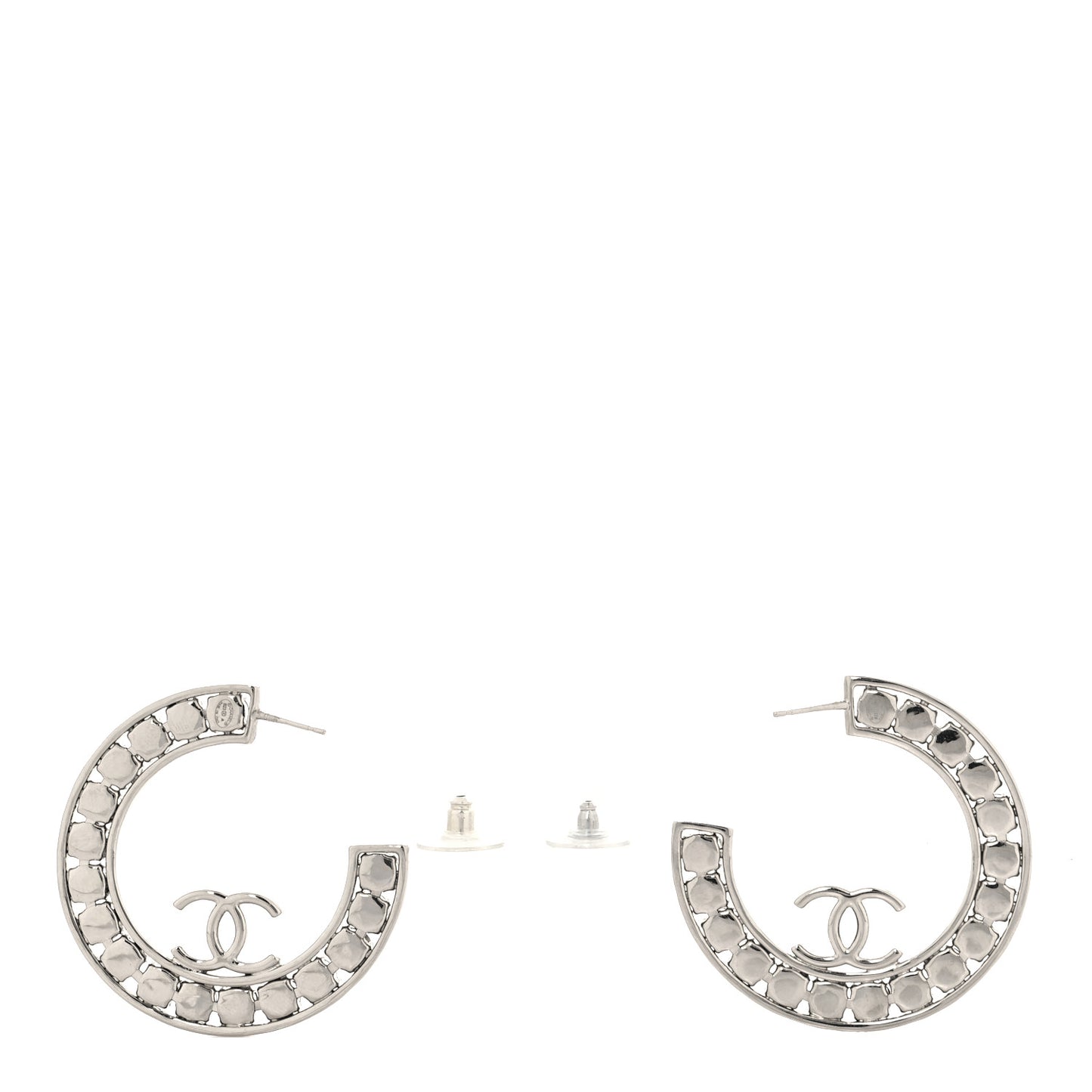 Crystal CC Hoop Earrings Silver