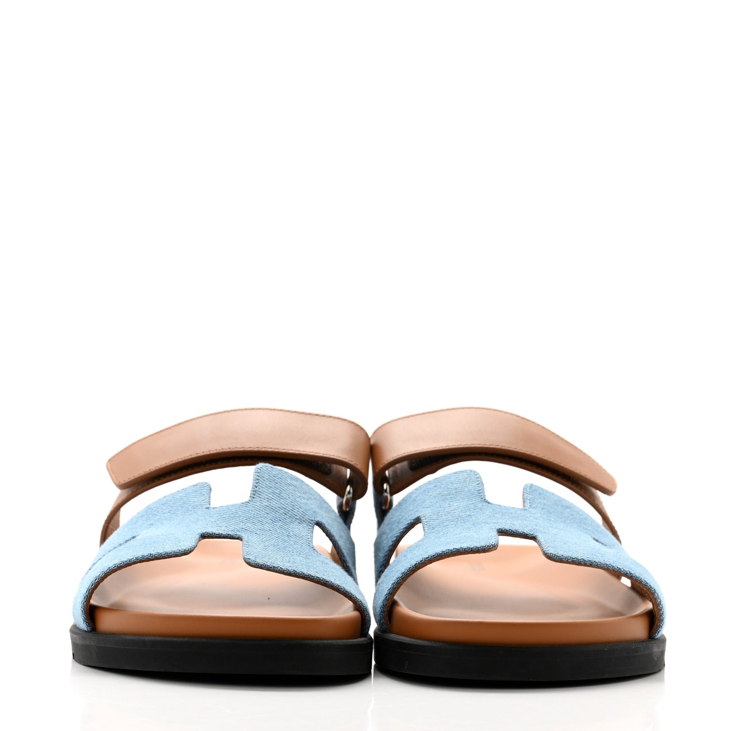 Denim Calfskin Womens Chypre Sandals 38.5 Bleu Clair Naturel