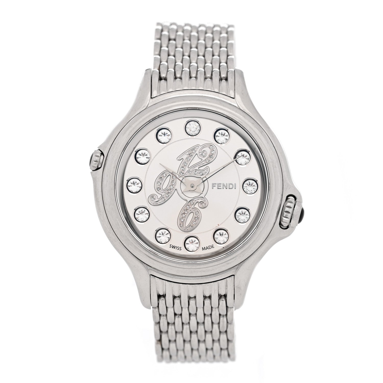 Fendi Stainless Steel Diamond Topaz 38mm Crazy Carats Rotating Gem Quartz Watch 2 of 7