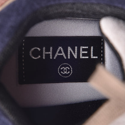 Chanel Suede Calfskin CC Sneakers 37.5 Beige Pink 8 of 10