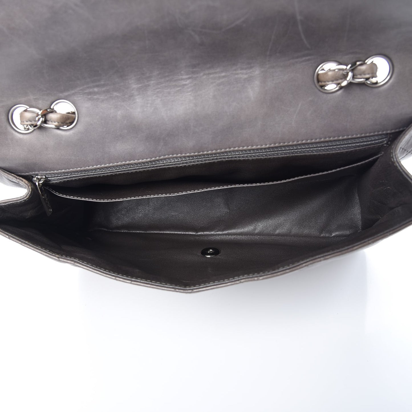 Lambskin Quilted Jumbo Single Flap Dark Grey