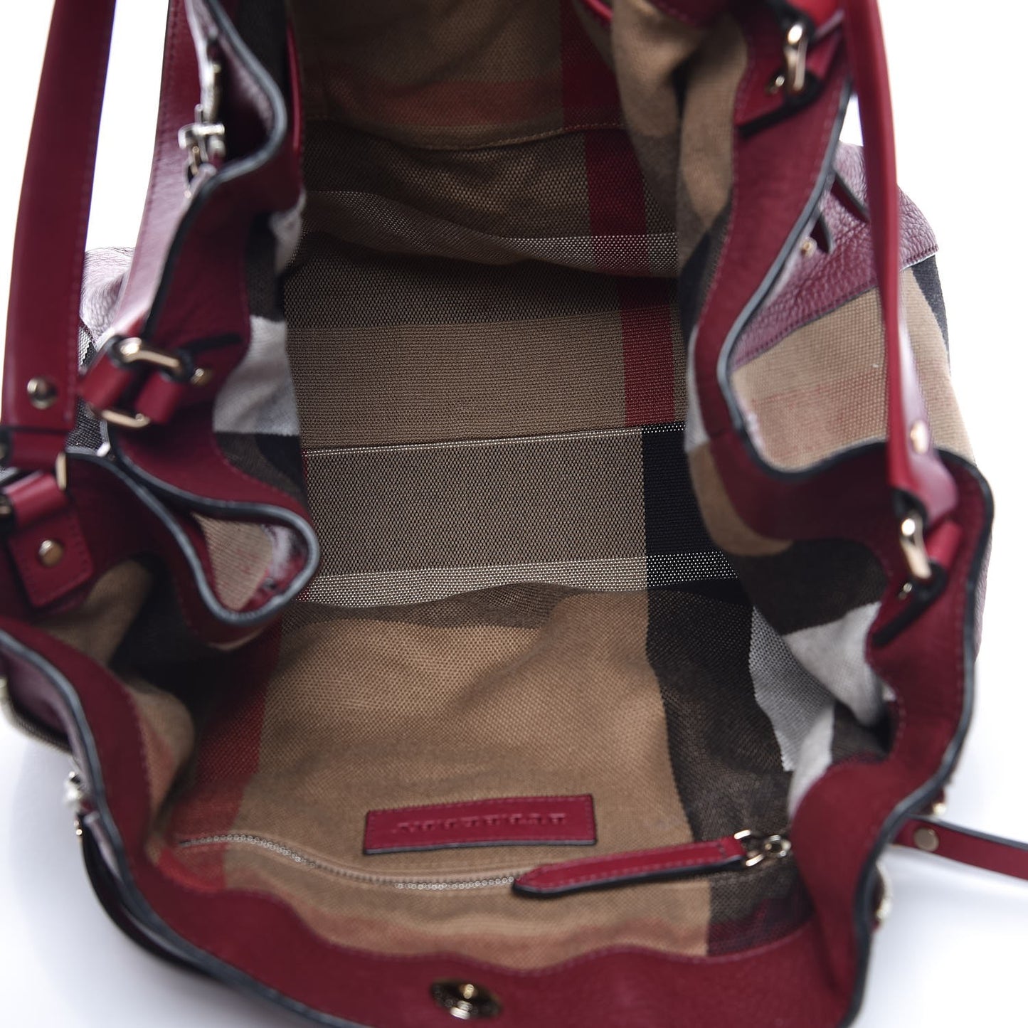 Grainy Calfskin House Check Medium Maidstone Burgundy Red