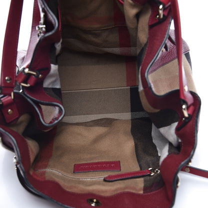 Burberry Grainy Calfskin House Check Medium Maidstone Burgundy Red 5 of 11